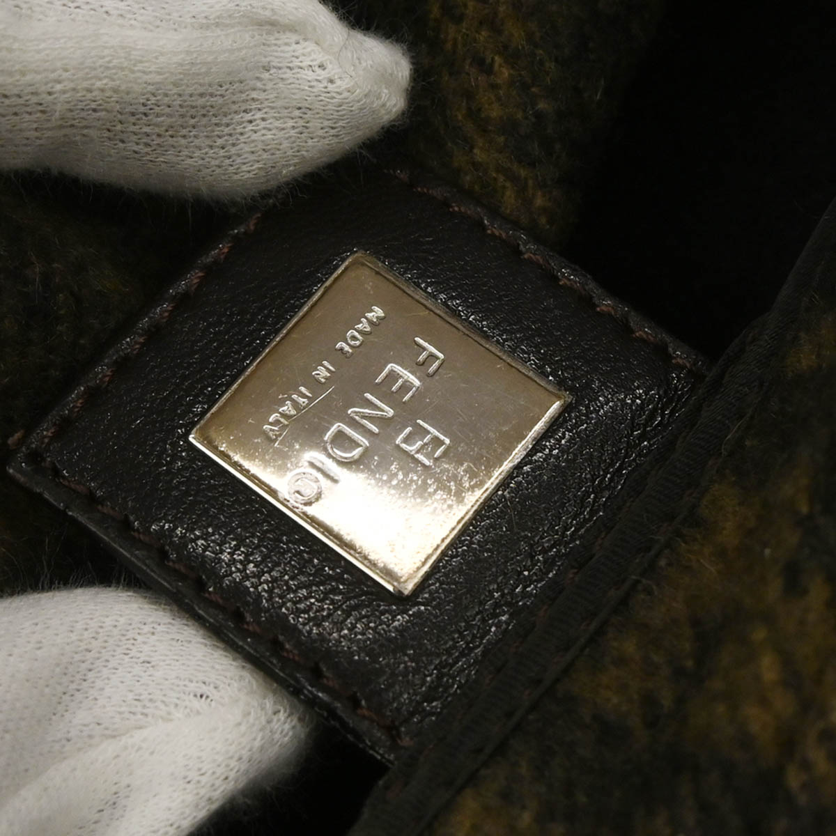 Fendi Brown Cashmere Zucca Baguette Handbag