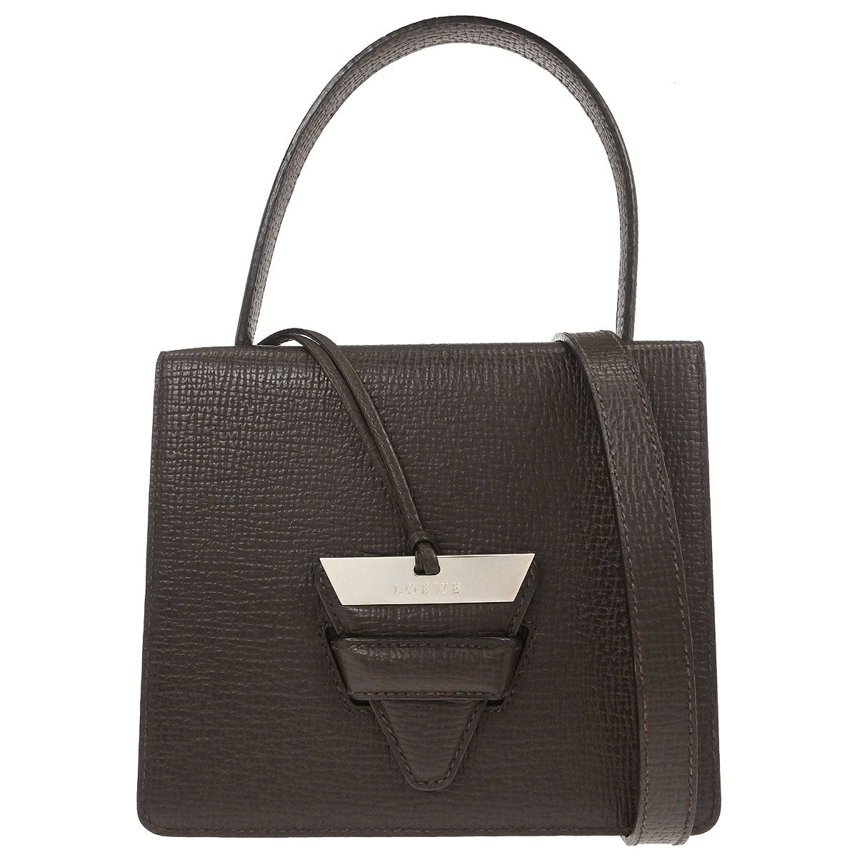 Loewe Dark Brown Leather Barcelona 2way Shoulder Handbag