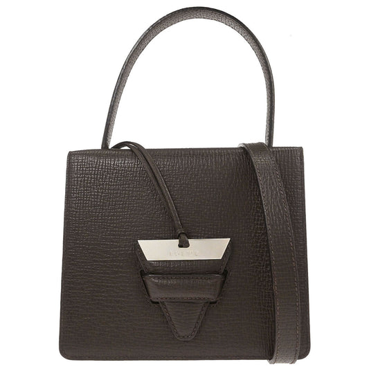 Loewe Dark Brown Leather Barcelona 2way Shoulder Handbag