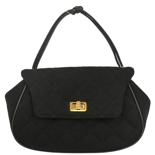 Chanel Black Cotton Mademoiselle Lock Handbag