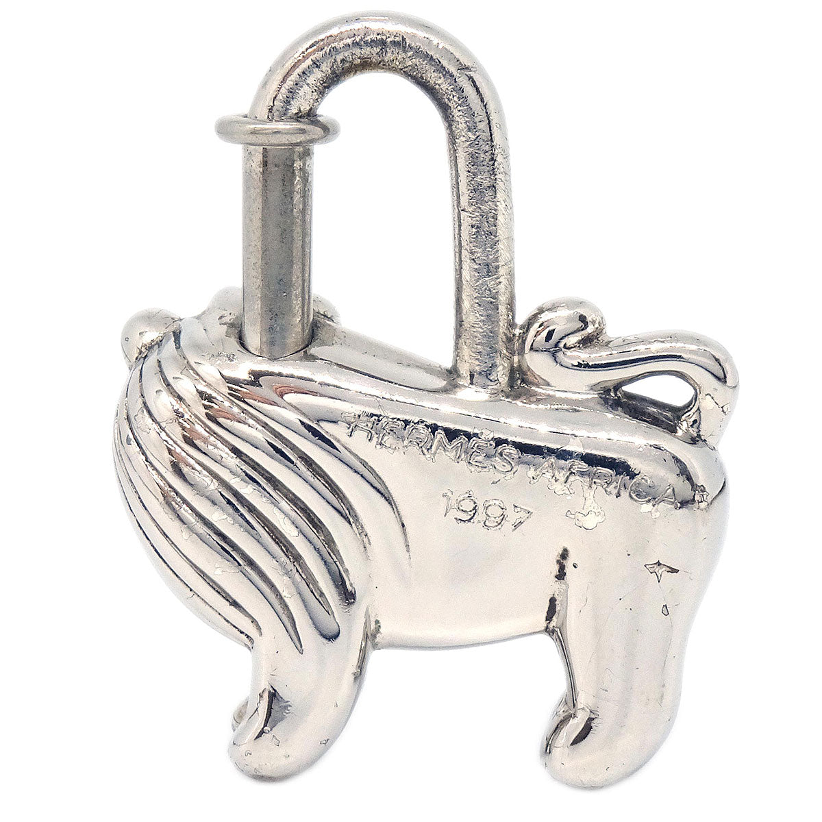 Hermes I'Afrique Lion 1997 Cadena Silver Small Good