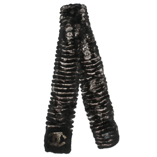 Chanel Orylag Shawl Muffler Stole Brown Small Good