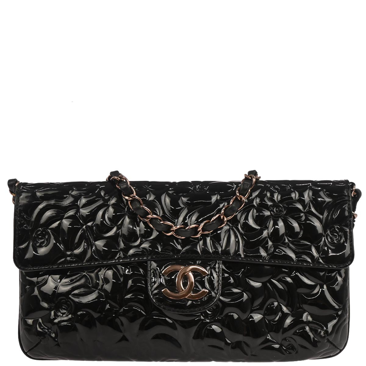 Chanel 2003-2004 Black Patent Leather Shoulder Bag