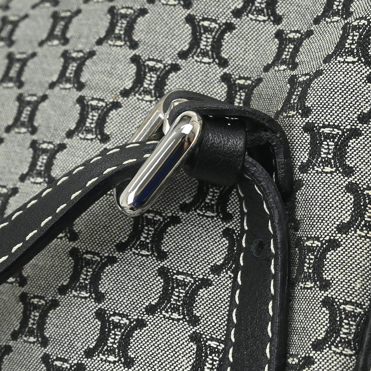 Celine Gray Canvas Macadam Shoulder Bag