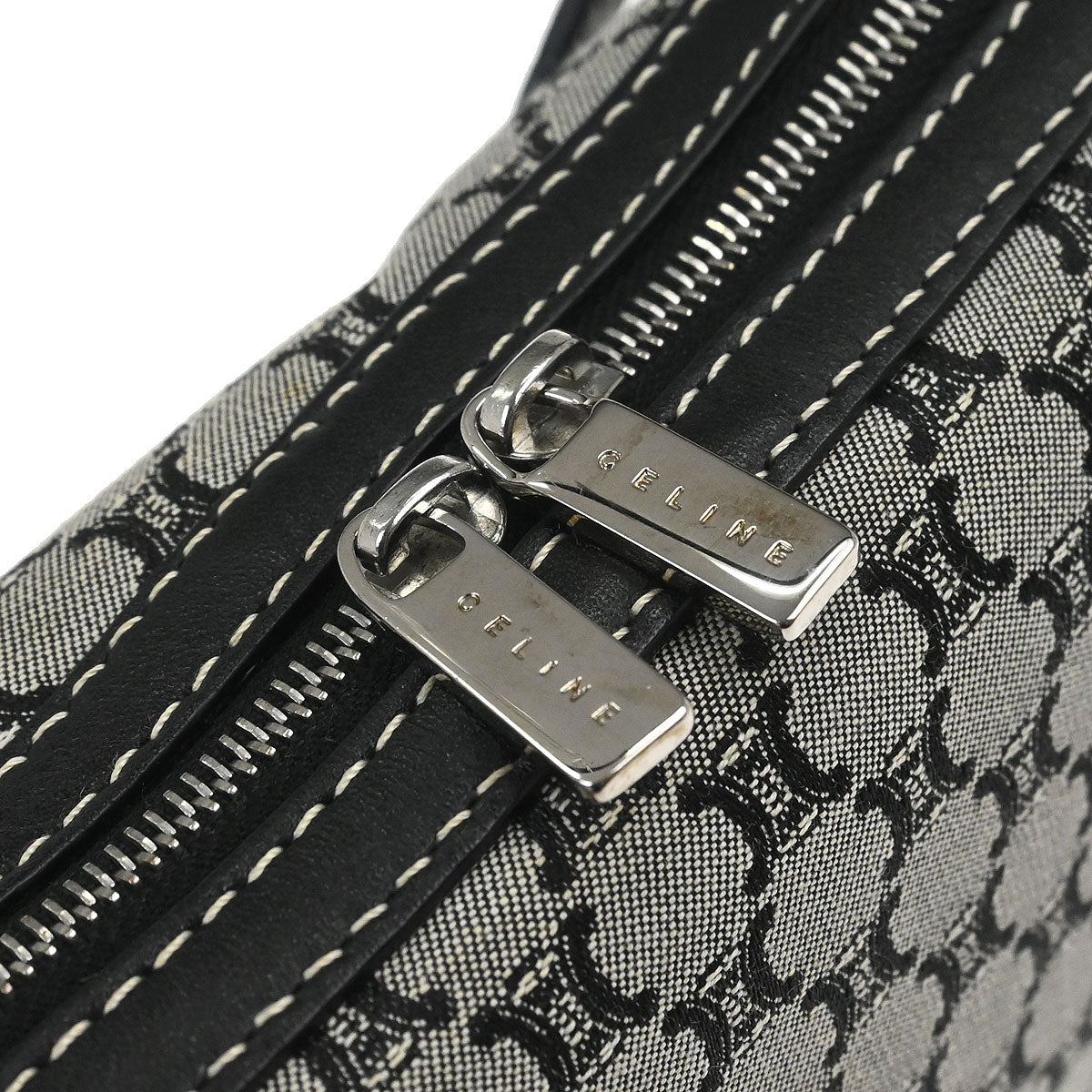 Celine Gray Canvas Macadam Shoulder Bag