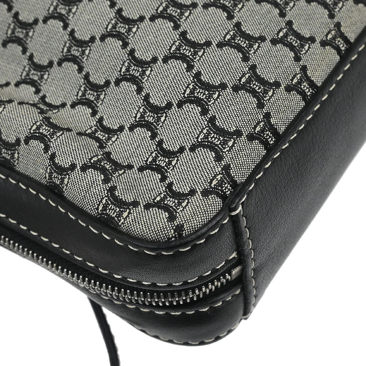 Celine Gray Canvas Macadam Shoulder Bag