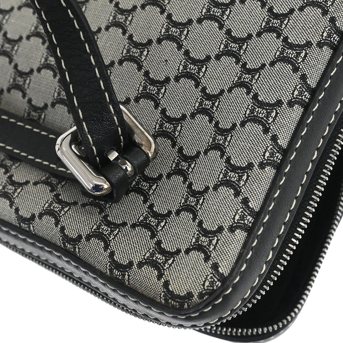 Celine Gray Canvas Macadam Shoulder Bag