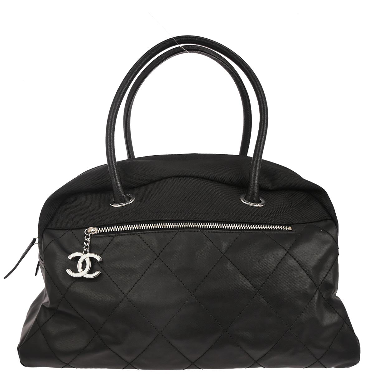 Chanel 2008-2009 Black Leather Paris-Biarritz Duffle Handbag