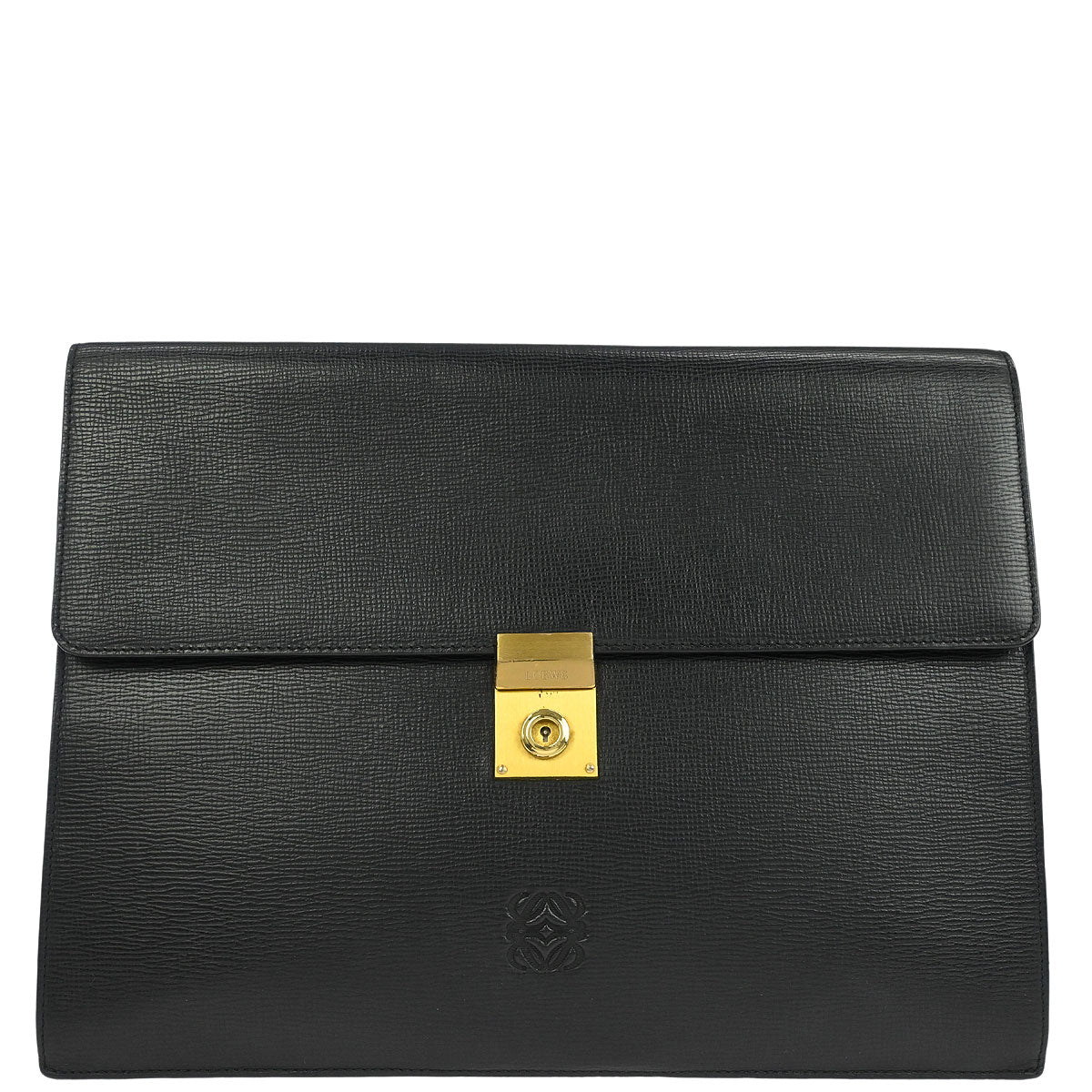 Loewe Black Leather Briefcase Clutch Bag
