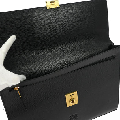 Loewe Black Leather Briefcase Clutch Bag
