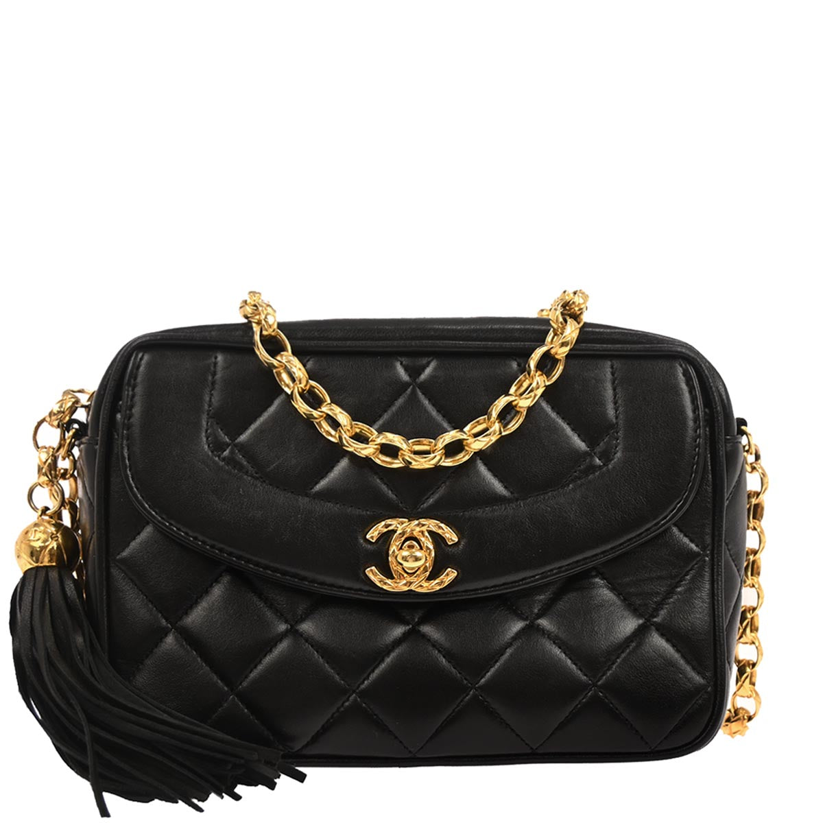 Chanel 1991-1994 Black Lambskin Camera Bag Mini