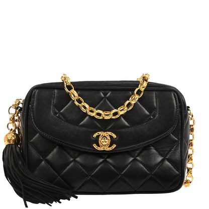 Chanel 1991-1994 Black Lambskin Camera Bag Mini