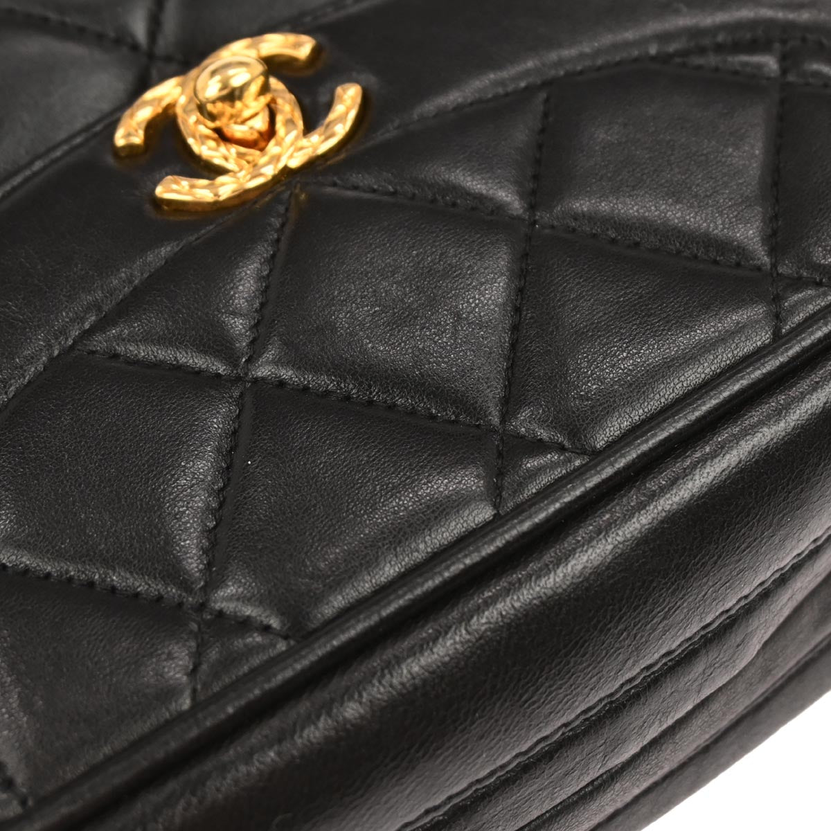 Chanel 1991-1994 Black Lambskin Camera Bag Mini