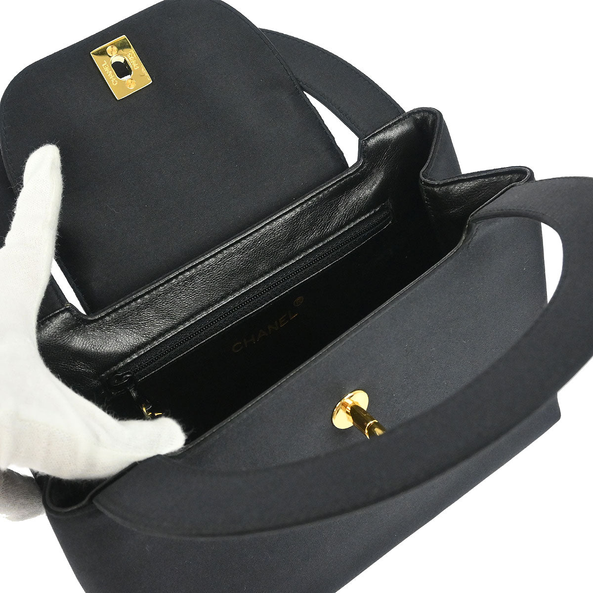 Chanel Black Satin Handbag