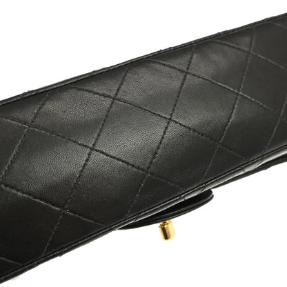 Chanel 1991-1994 Black Lambskin Small Classic Double Flap Shoulder Bag