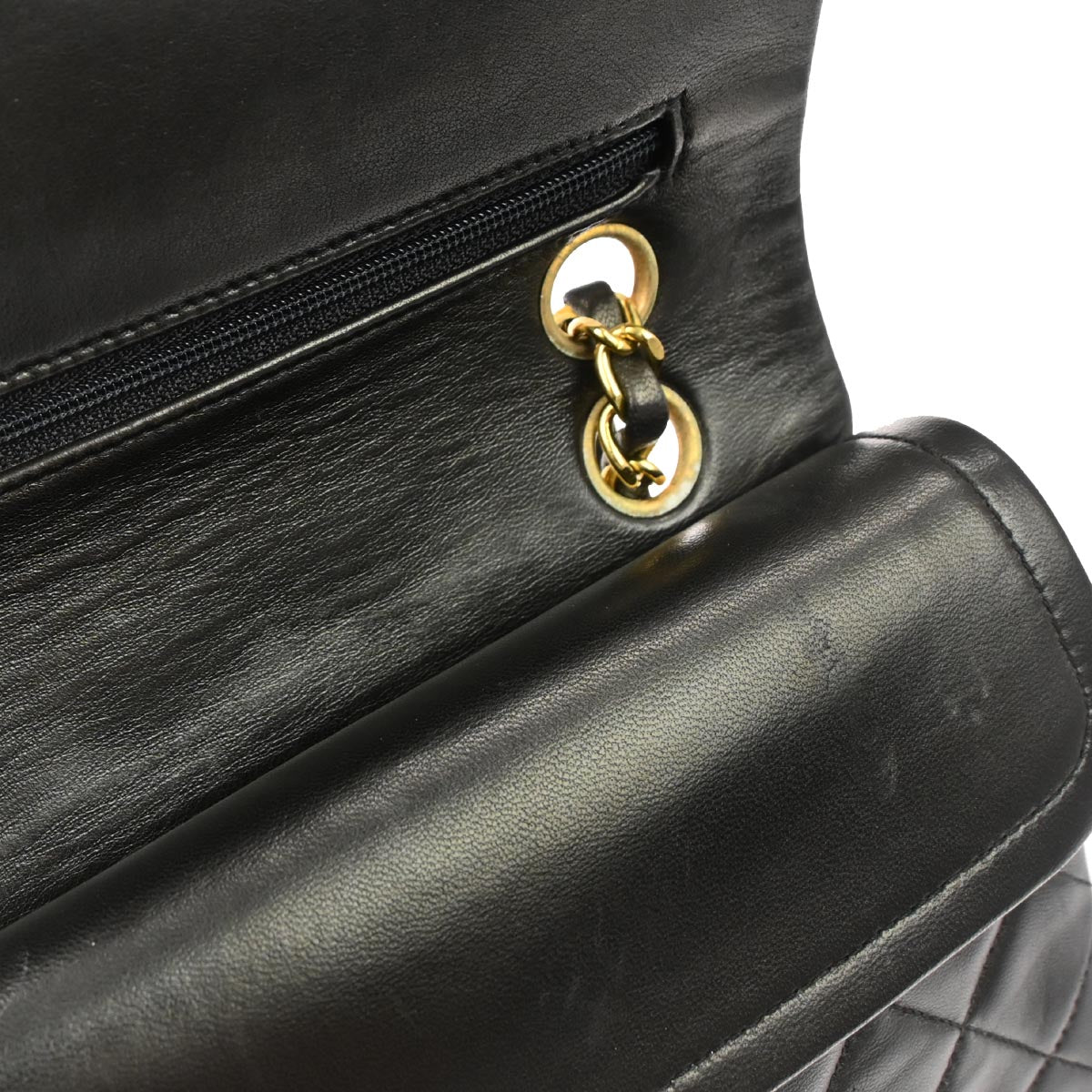 Chanel 1991-1994 Black Lambskin Small Classic Double Flap Shoulder Bag