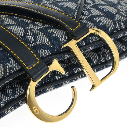 Christian Dior Navy Trotter Double Saddle Handbag