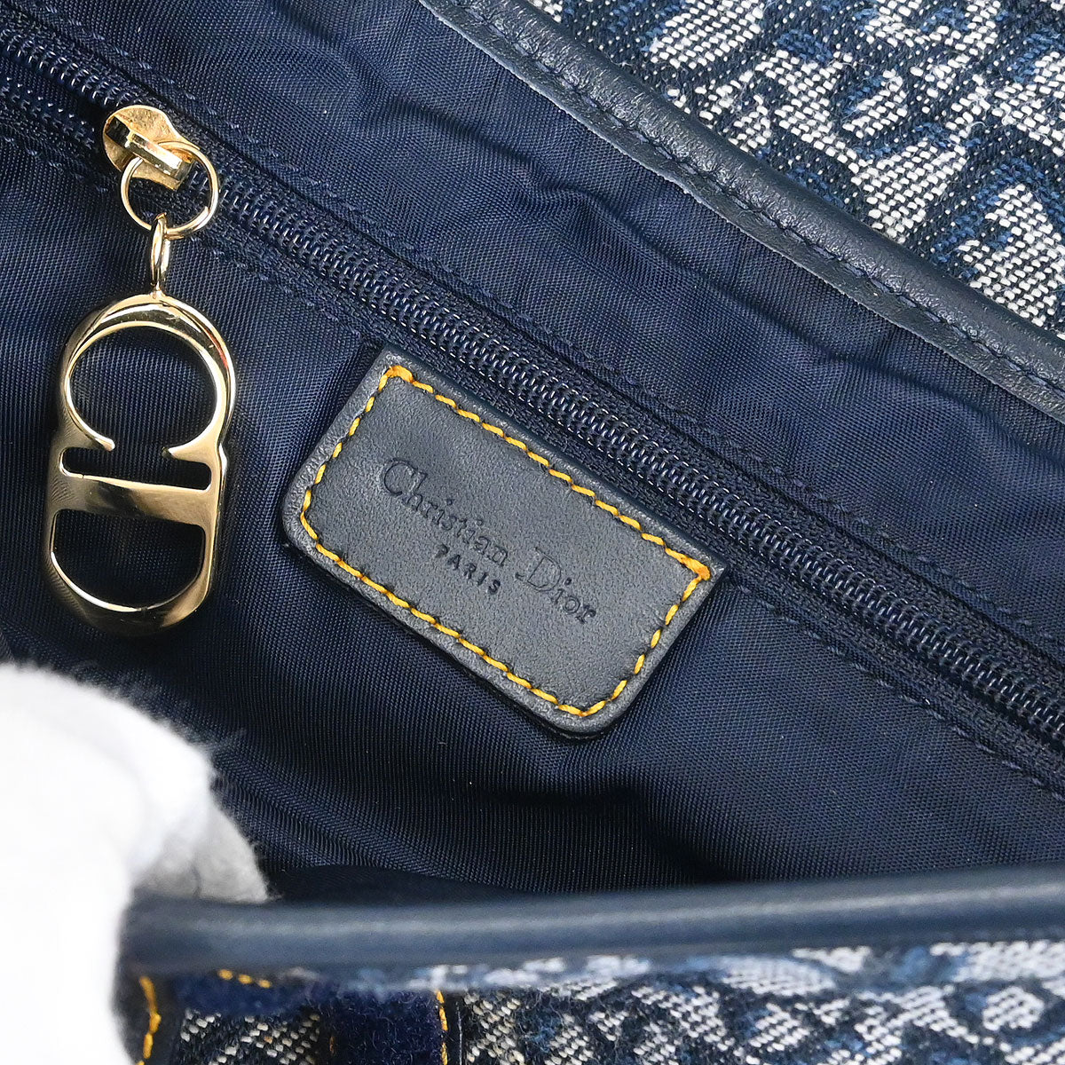 Christian Dior Navy Trotter Double Saddle Handbag