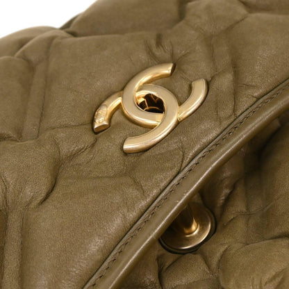 Chanel 2017 Olive Green Calfskin Bubble Quilt Shoulder Bag