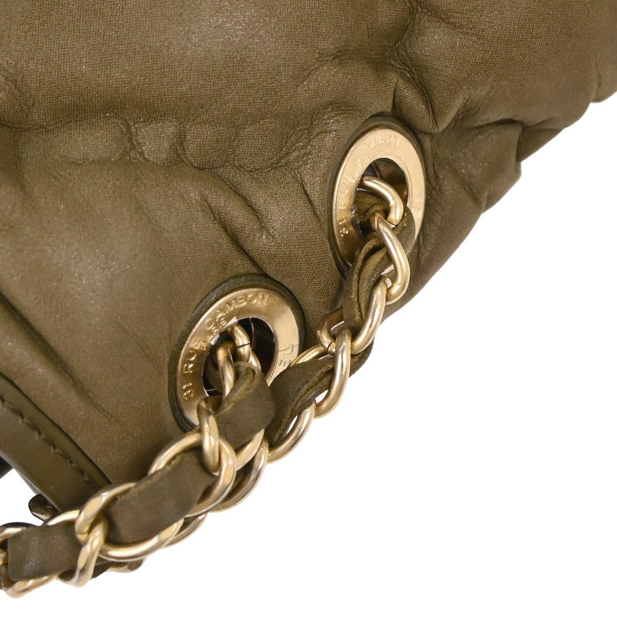 Chanel 2017 Olive Green Calfskin Bubble Quilt Shoulder Bag