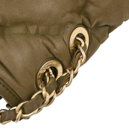 Chanel 2017 Olive Green Calfskin Bubble Quilt Shoulder Bag