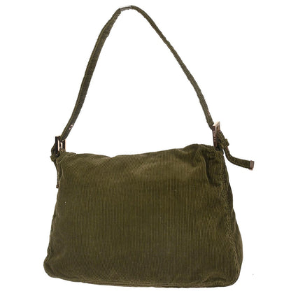 Fendi Dark Green Corduroy Mamma Baguette Handbag