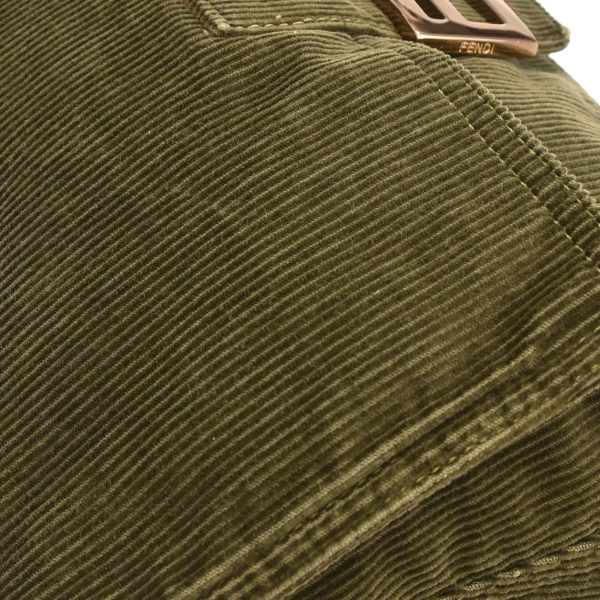 Fendi Dark Green Corduroy Mamma Baguette Handbag