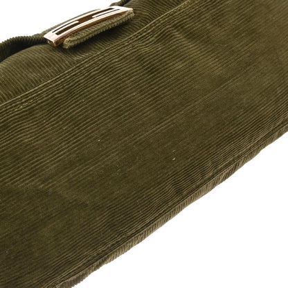 Fendi Dark Green Corduroy Mamma Baguette Handbag