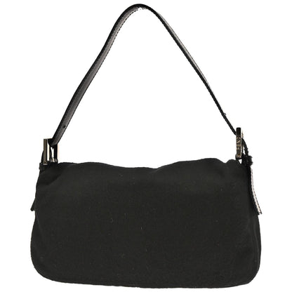 Fendi Black Wool Baguette Handbag