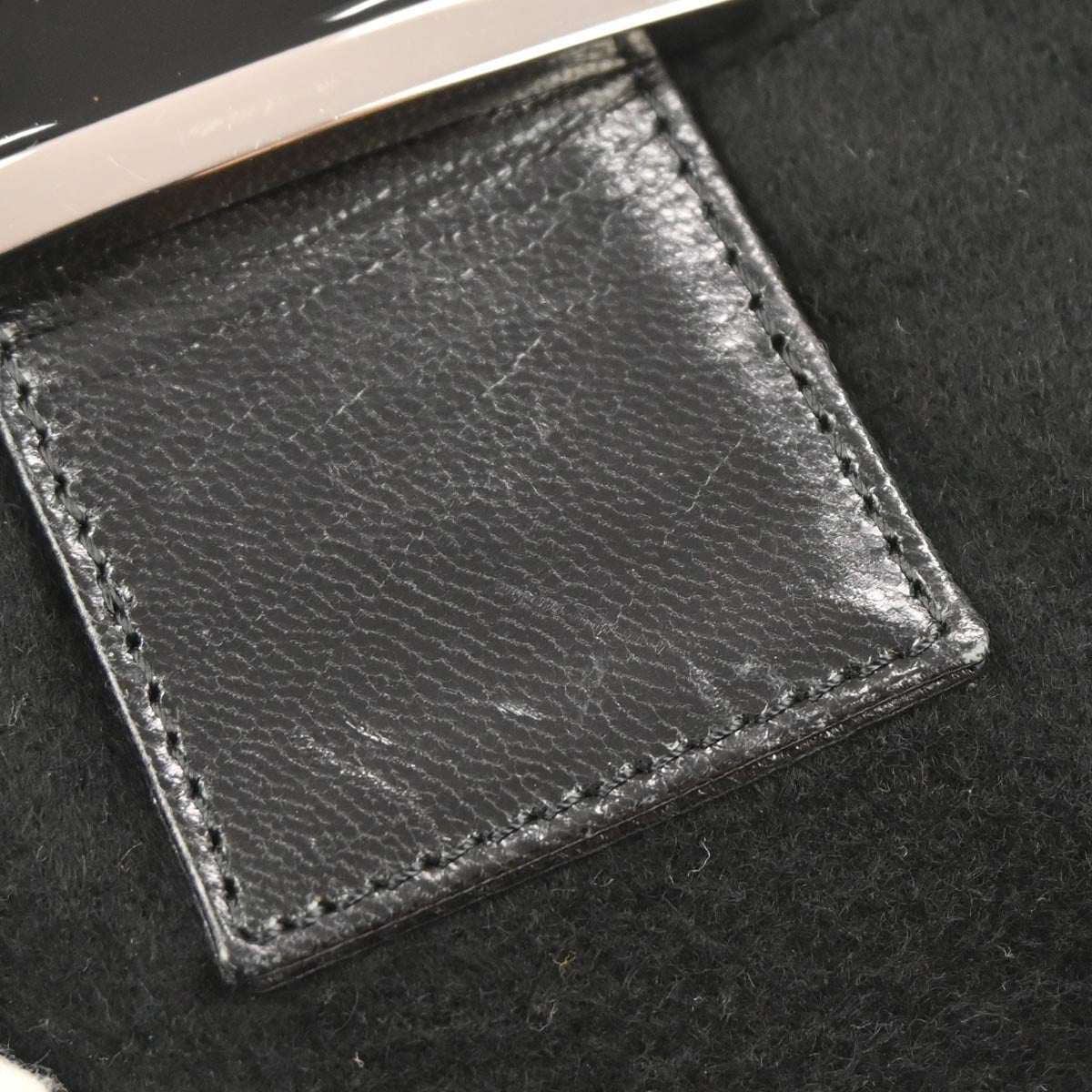 Fendi Black Wool Baguette Handbag