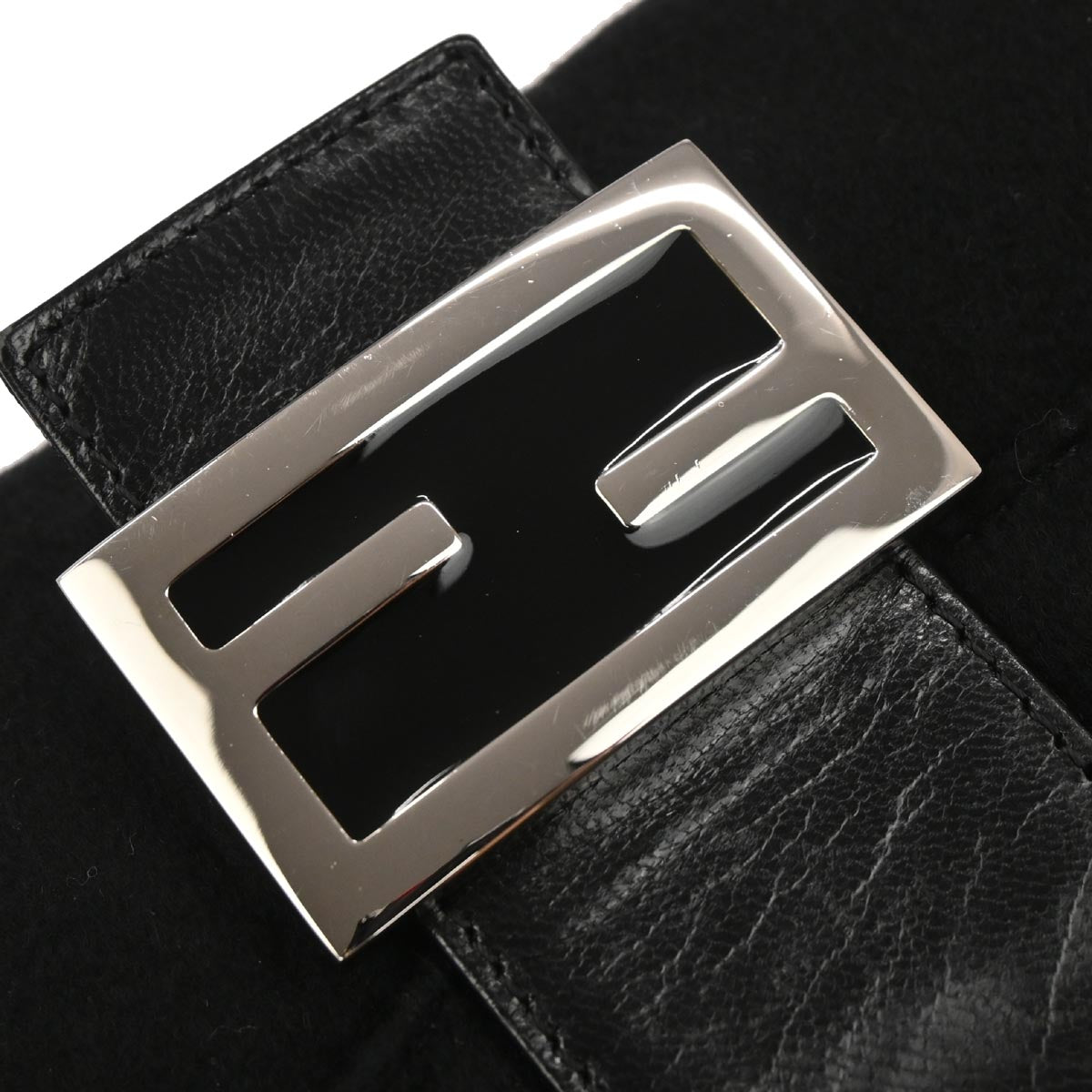 Fendi Black Wool Baguette Handbag