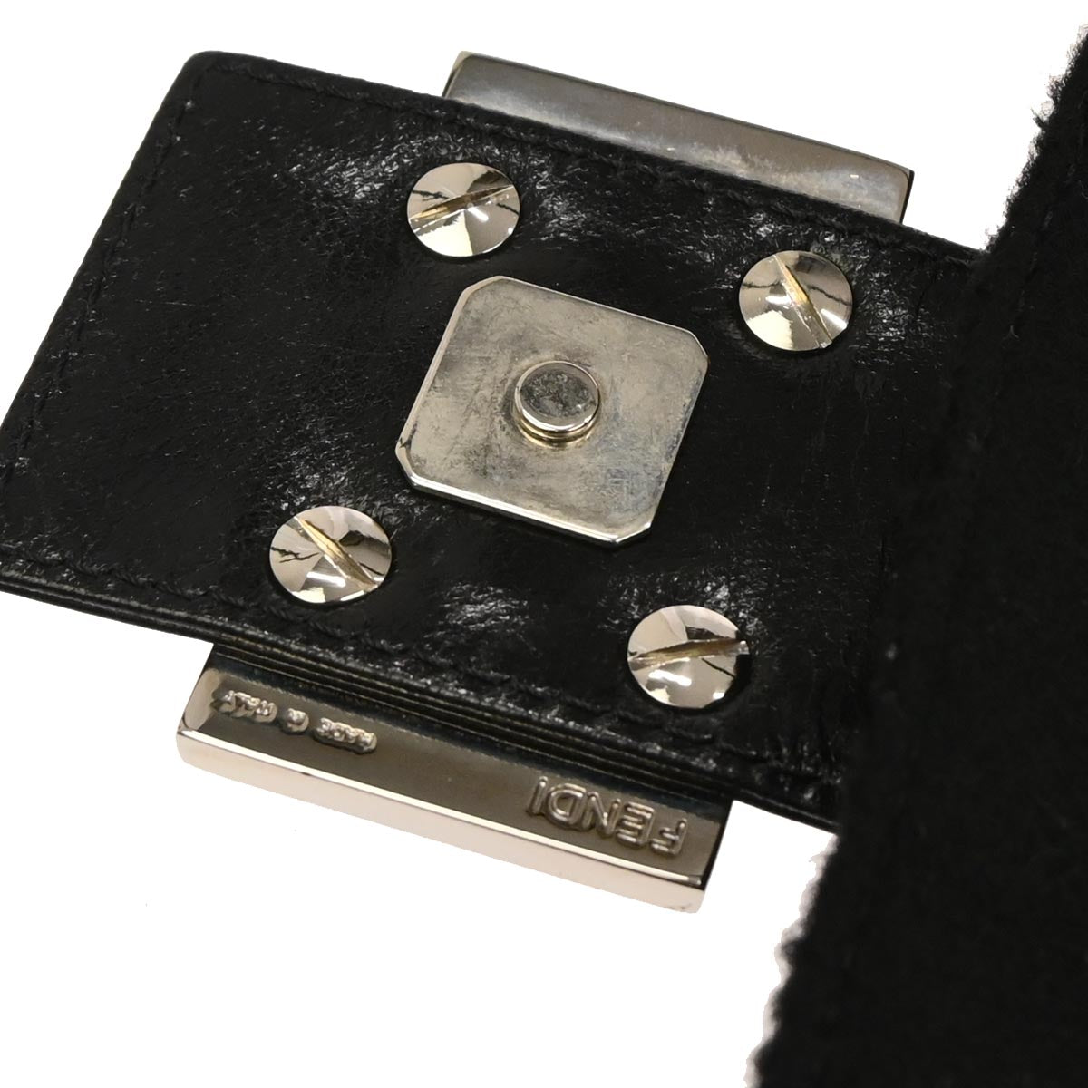 Fendi Black Wool Baguette Handbag