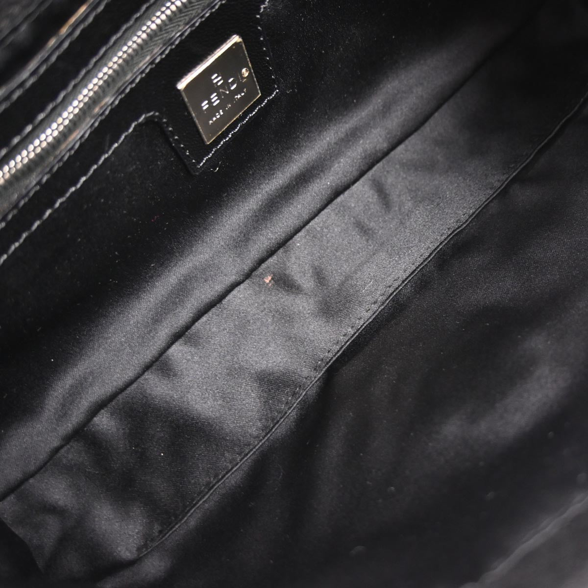 Fendi Black Wool Baguette Handbag