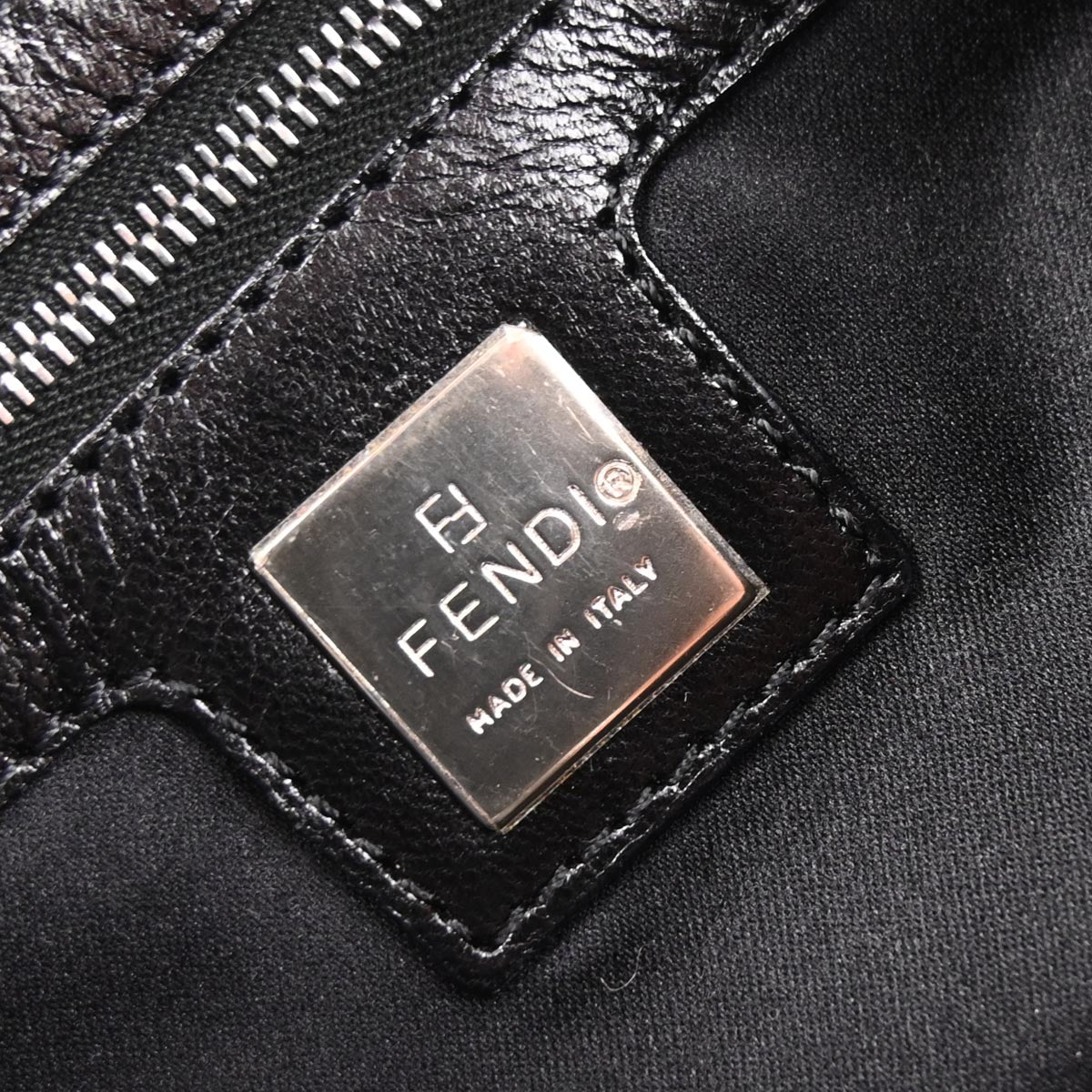 Fendi Black Wool Baguette Handbag