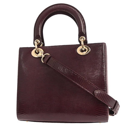Christian Dior *Purple Lizard Medium Lady Dior 2way Shoulder Handbag