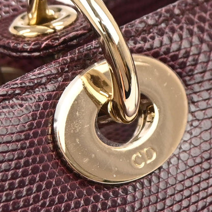 Christian Dior *Purple Lizard Medium Lady Dior 2way Shoulder Handbag