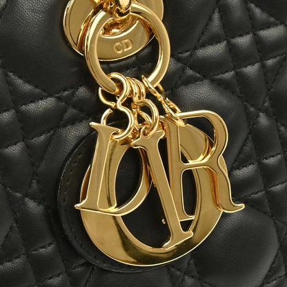 Christian Dior Black Lambskin Lady Dior Cannage 2way Shoulder Handbag