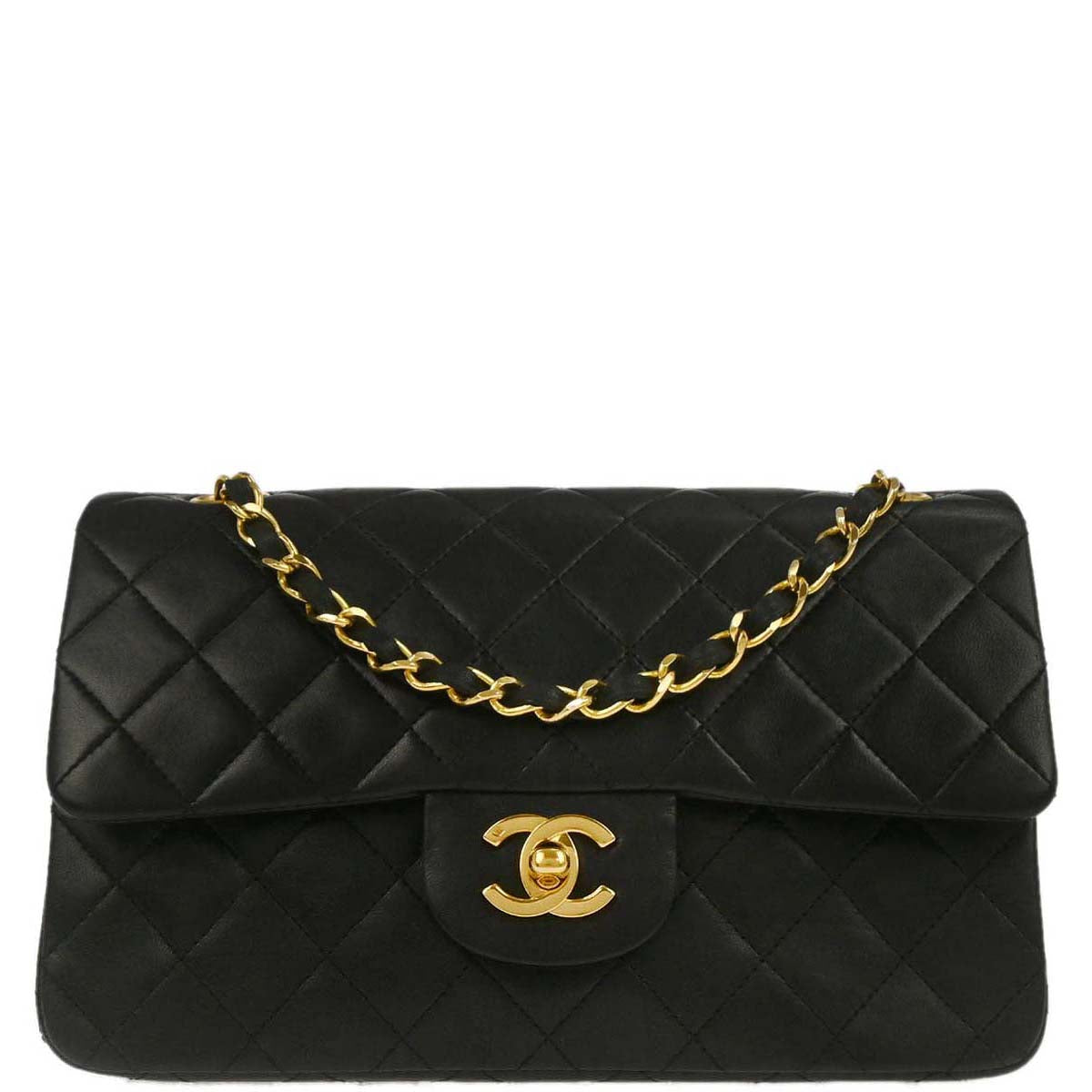 Chanel Black Lambskin Small Classic Double Flap Shoulder Bag