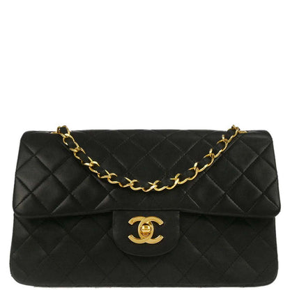 Chanel Black Lambskin Small Classic Double Flap Shoulder Bag