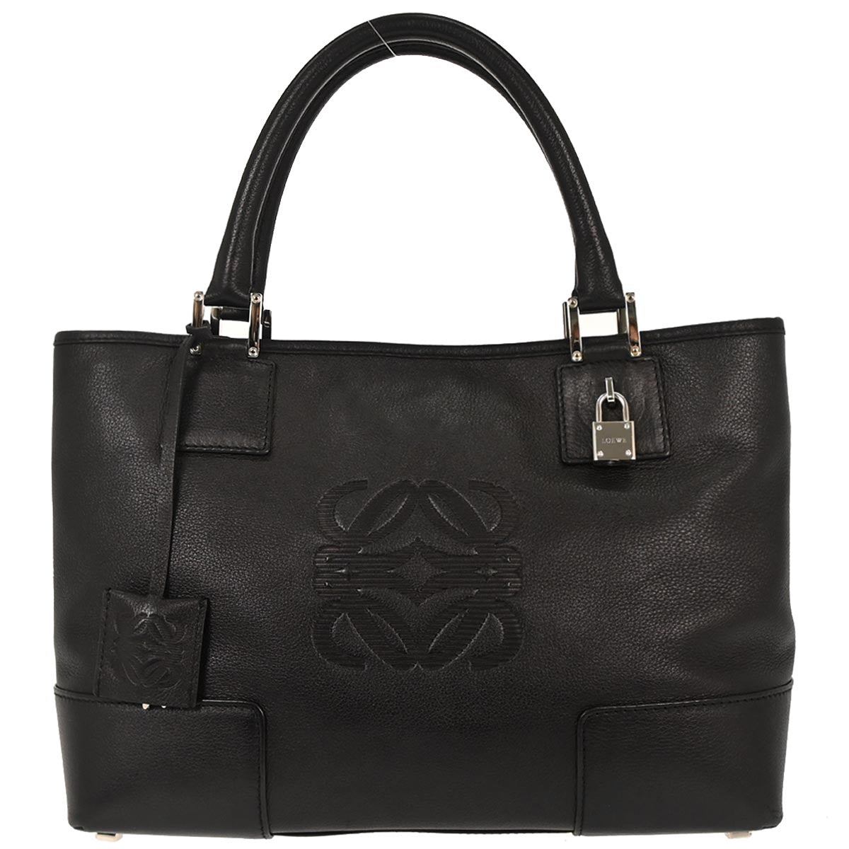 Loewe Black Leather Fusta Tote Handbag