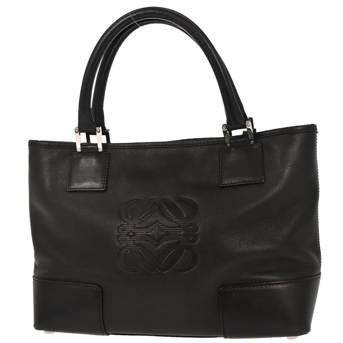 Loewe Black Leather Fusta Tote Handbag