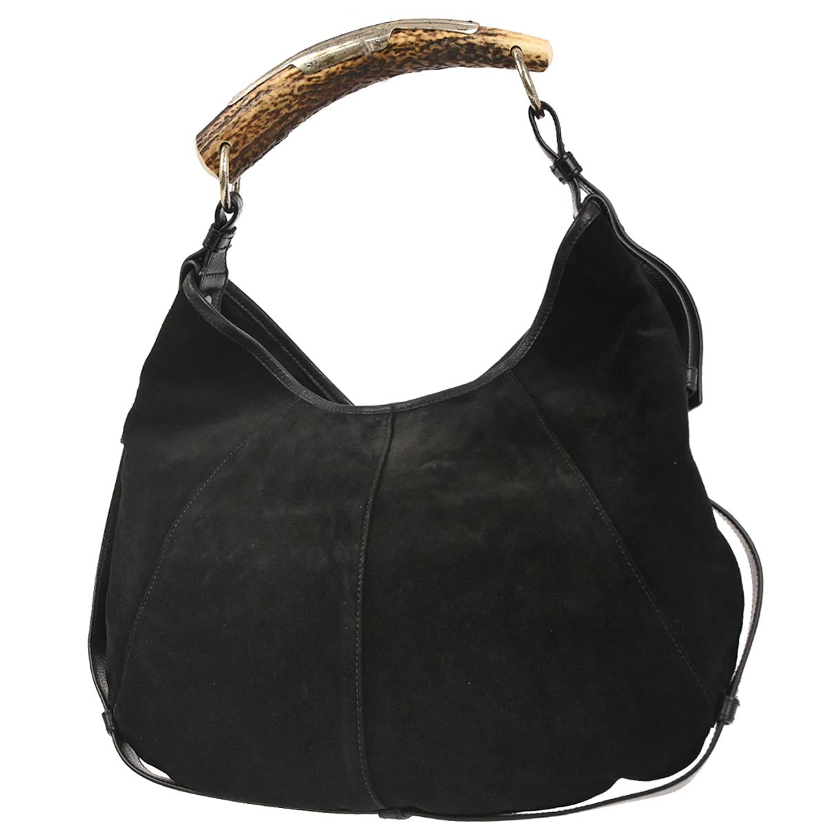 Yves Saint Laurent * Black Suede Medium Mombasa Hobo Handbag