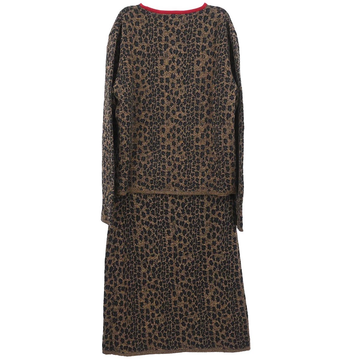 Fendi Setup Suit Cardigan Skirt Leopard Brown #42 #40