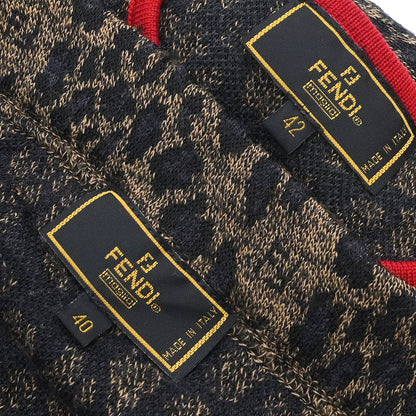 Fendi Setup Suit Cardigan Skirt Leopard Brown #42 #40