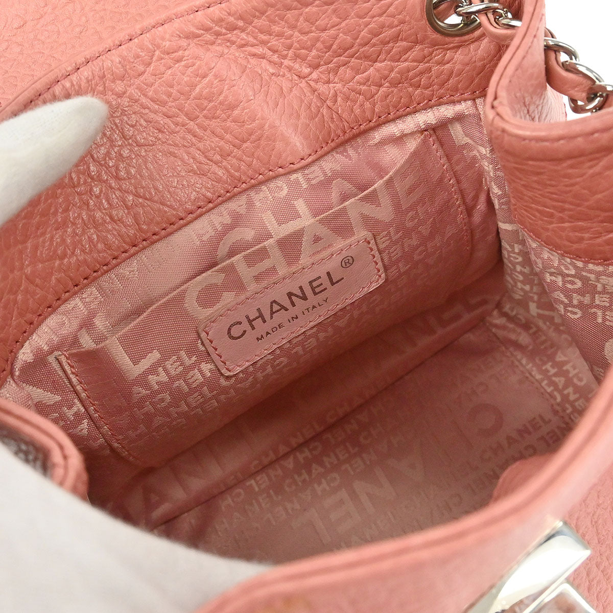 Chanel 2003-2004 Pink Calfskin Mademoiselle Lock Shoulder Bag