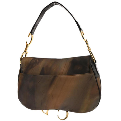 Christian Dior Brown Nylon Double Saddle Handbag