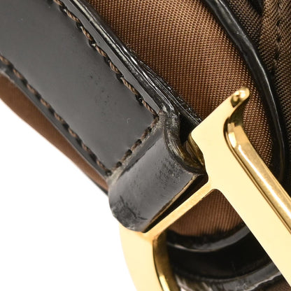 Christian Dior Brown Nylon Double Saddle Handbag