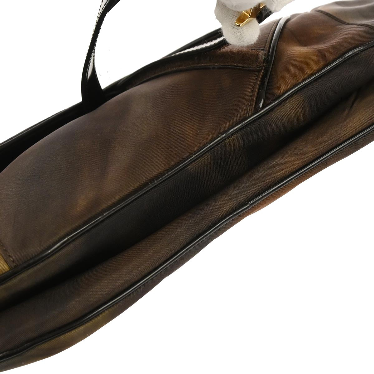 Christian Dior Brown Nylon Double Saddle Handbag