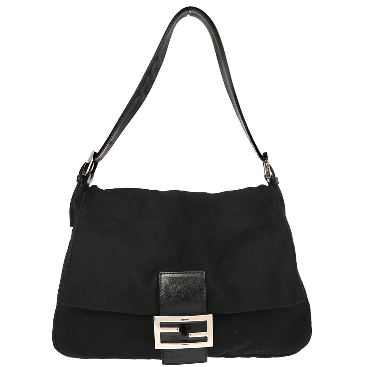Fendi Black Cashmere Mamma Baguette Handbag