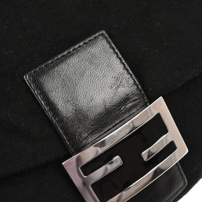 Fendi Black Cashmere Mamma Baguette Handbag